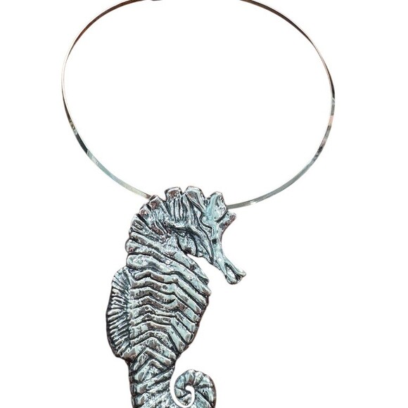 .999 Sterling Silver Large Seahorse Nautical Sea Life Statement Charm Pendant - Picture 2 of 6